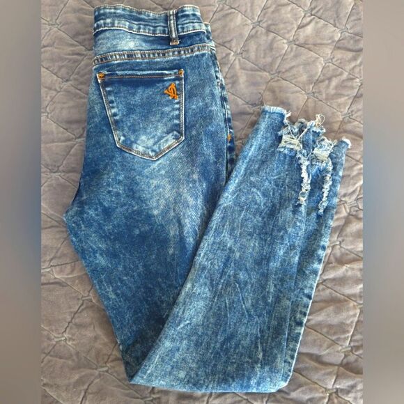 VIP Distressed Skinny Blue Jeans - Picture 8 of 11